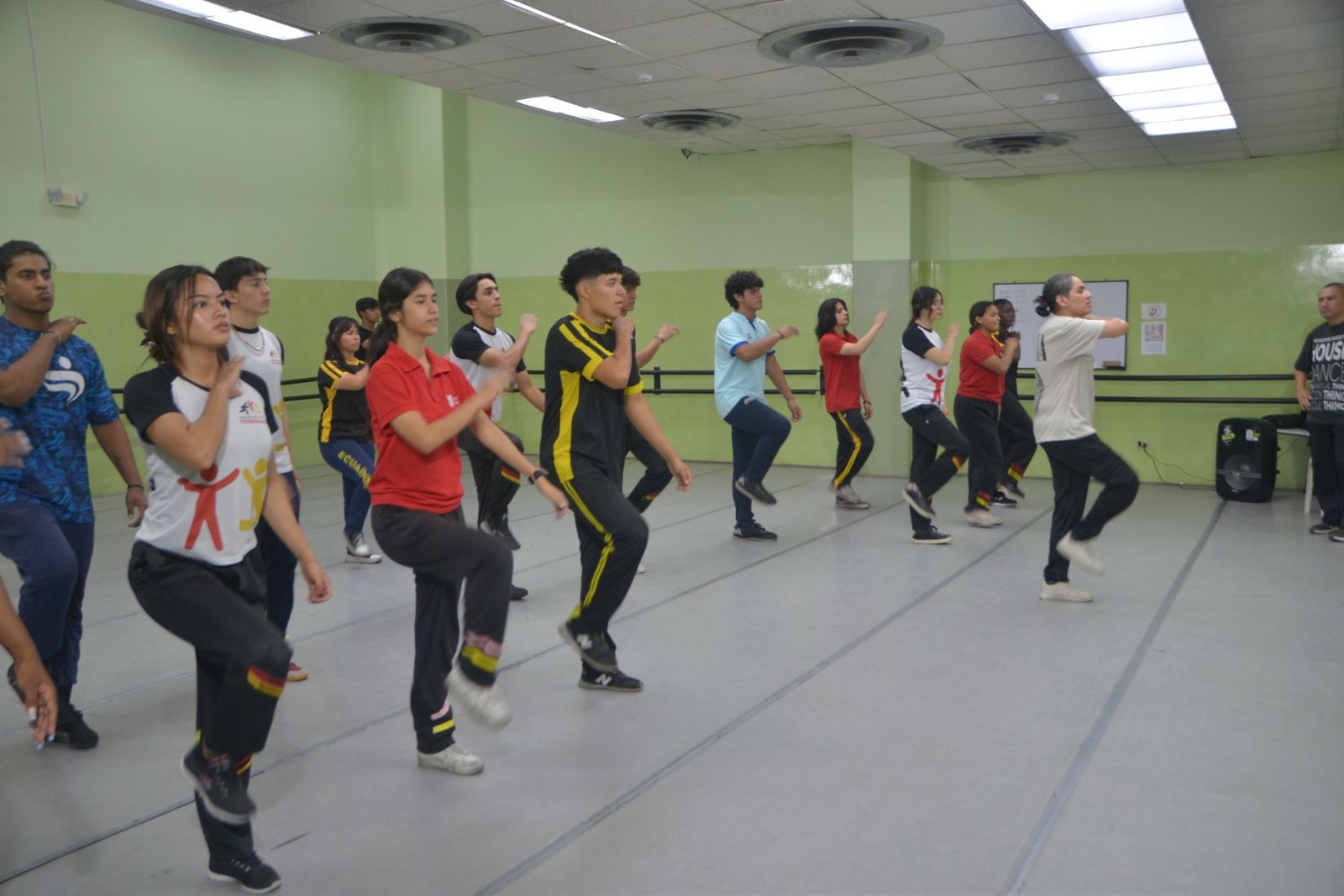 Young ballet dancers practicing in a professional dance studio